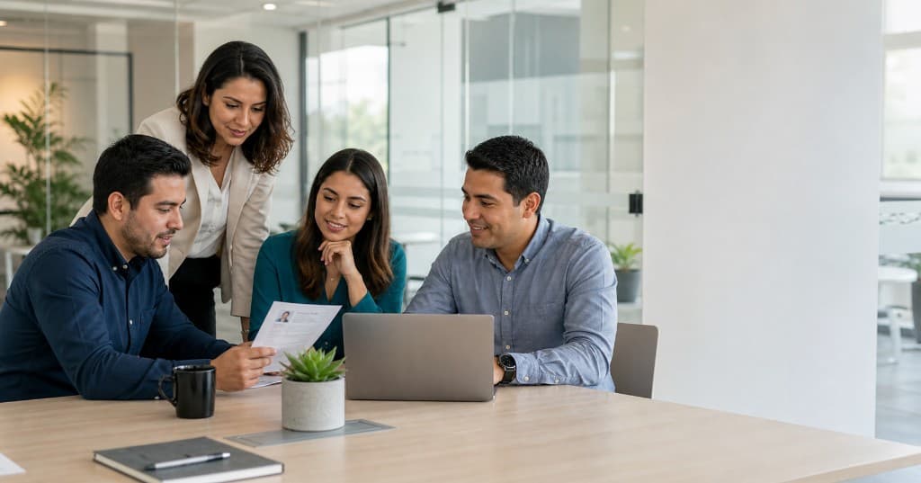 Equipo evaluando juntos el perfil de un candidato